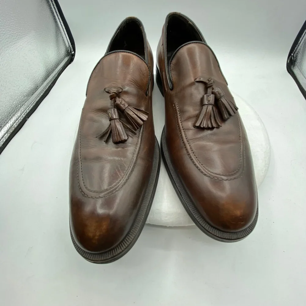 To Boot New York Mens 12 Tassel Loafers Brown Leather Adam Derrick Italy 127